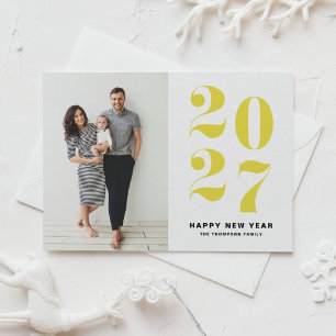 Yellow Bold Typography 2022 Photo Happy New Year Holiday Card