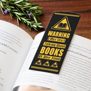 Yellow Book Lovers Warning Sign Bookmarks