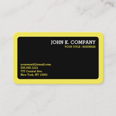 Yellow Border Black Modern Minimal Professional Business Card
