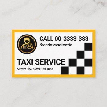Yellow Border Black Taxi Check Box Business Card by keikocreativecards at Zazzle