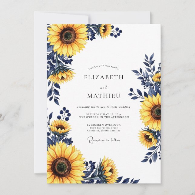 Yellow Botanical Autumn Wedding Invitation (Front)