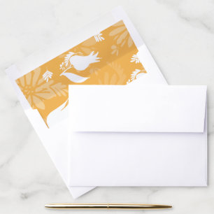 Yellow Botanical Floral Pattern Wedding Envelope Liner