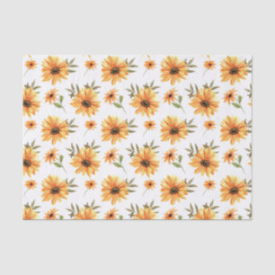 Yellow Botanical Sunflower Greenery Celebration Tissue Paper