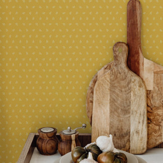 Yellow Botanical Vintage Bedroom Kitchen Bathroom Wallpaper