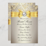 Yellow Bow Beige Rose Bridal Shower Invitation at Zazzle