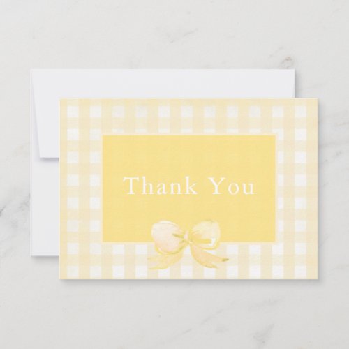 Yellow Bow Gingham Thank You Card