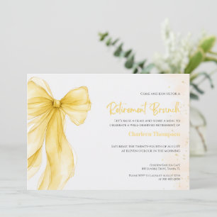 Yellow Bow Retirement Brunch Invitation