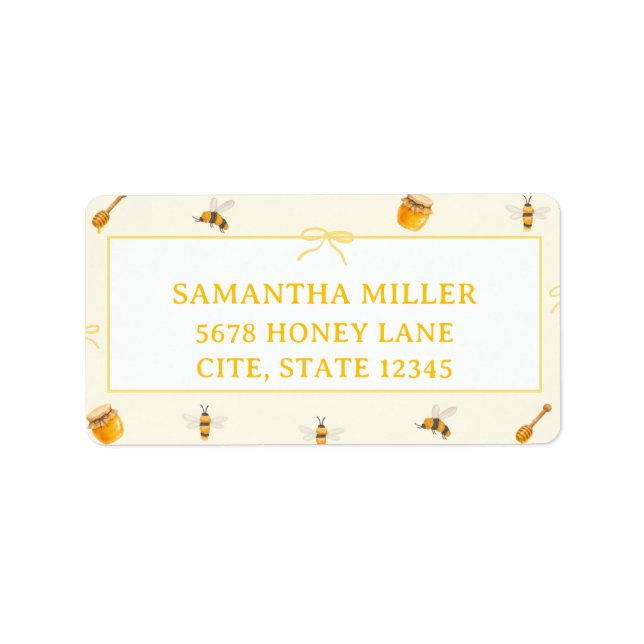 Yellow Bow Whimsical Honey Bee Address Label (Front)