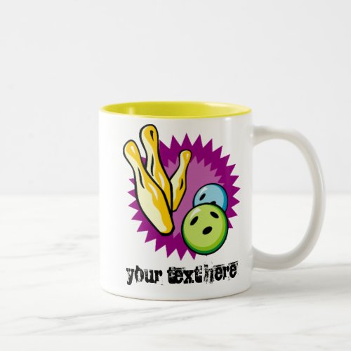 Yellow Bowling Ball Pins Two_Tone Coffee Mug