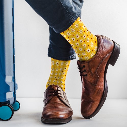 Yellow Bowling Pin Flower Pattern Socks