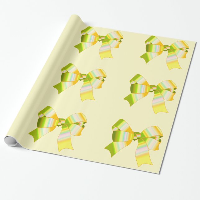 Yellow Bows Wrapping Paper (Unrolled)