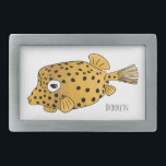 Yellow boxfish cartoon illustration belt buckle<br><div class="desc">Yellow boxfish cartoon illustration</div>