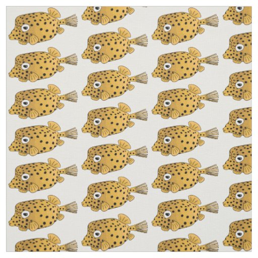 Yellow boxfish cartoon illustration  fabric