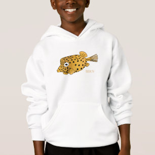 Yellow boxfish cartoon illustration hoodie