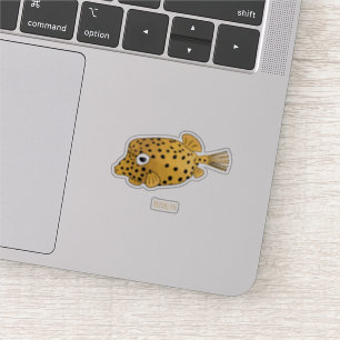 Yellow boxfish cartoon illustration  sticker