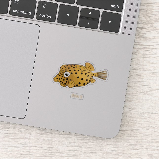 Yellow boxfish cartoon illustration  sticker (Detail)