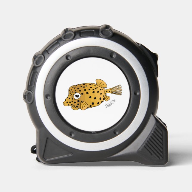 Yellow boxfish cartoon illustration tape measure (Front)