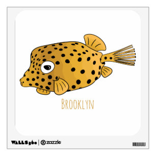 Yellow boxfish cartoon illustration wall decal