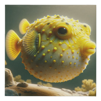 yellow boxfish faux canvas print