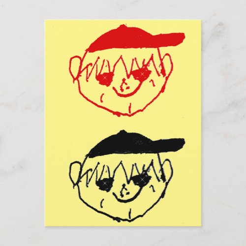 Yellow Boys with Baseball Caps Party Postcard