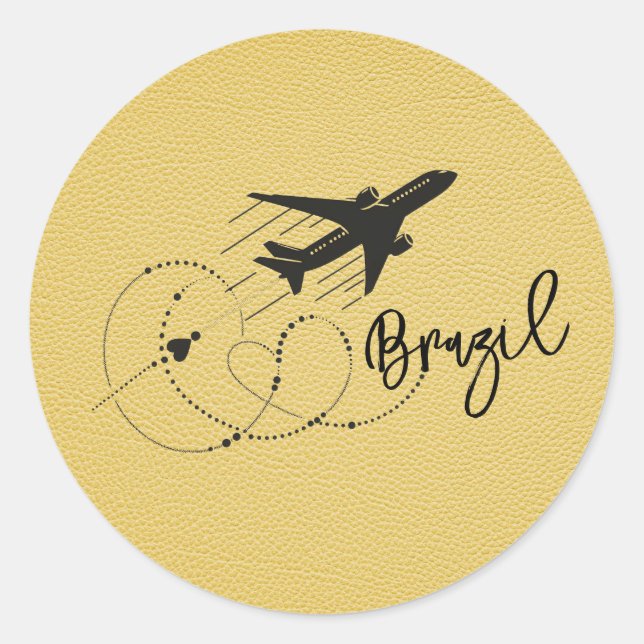 Yellow Brazil Passport Classic Round Sticker (Front)