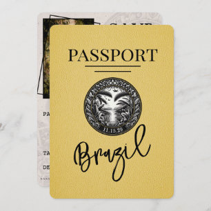 Yellow Brazil Passport Save The Date