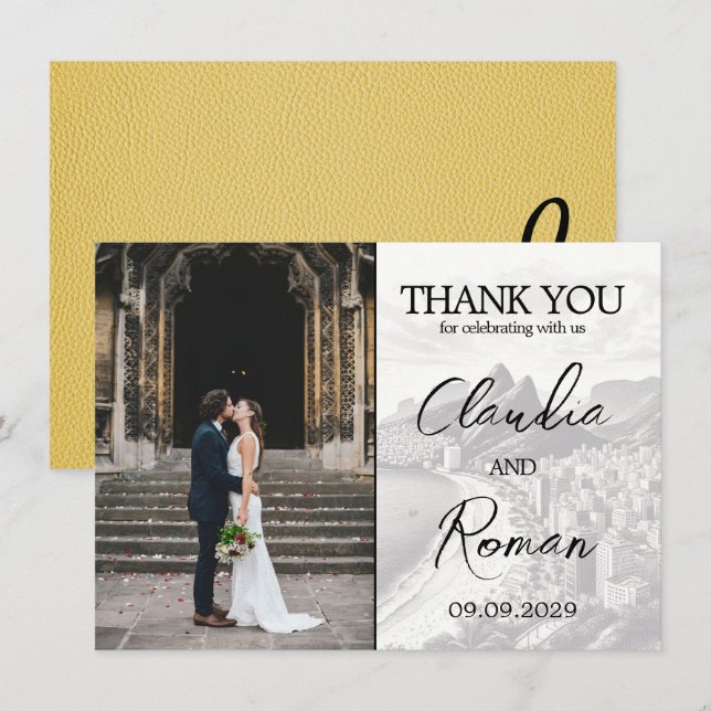 Yellow Brazil Passport Thank You Card (Front/Back)