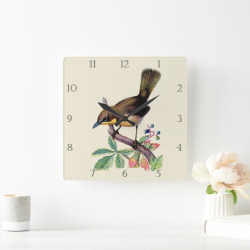 Yellow_breasted Chat Square Wall Clock