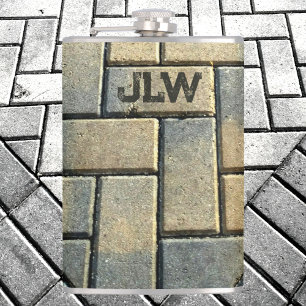 Yellow Brick and Gray Patterned Urban Grunge Flask