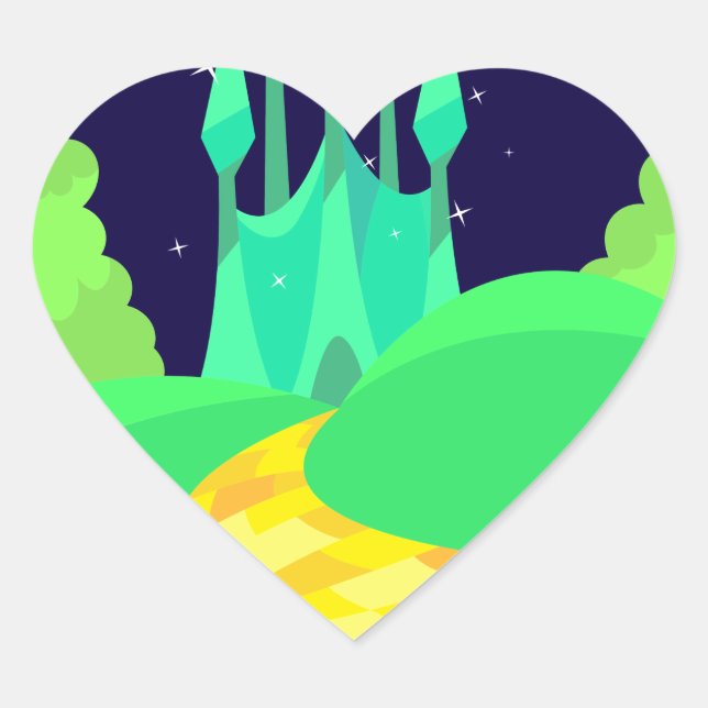 yellow brick road heart sticker (Front)