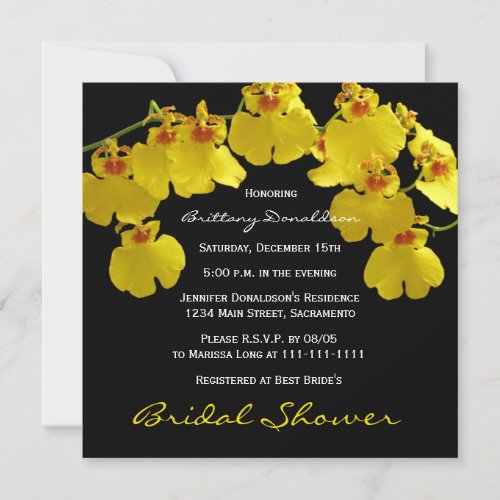 Yellow Bridal Shower Invitation -- Yellow Orchids