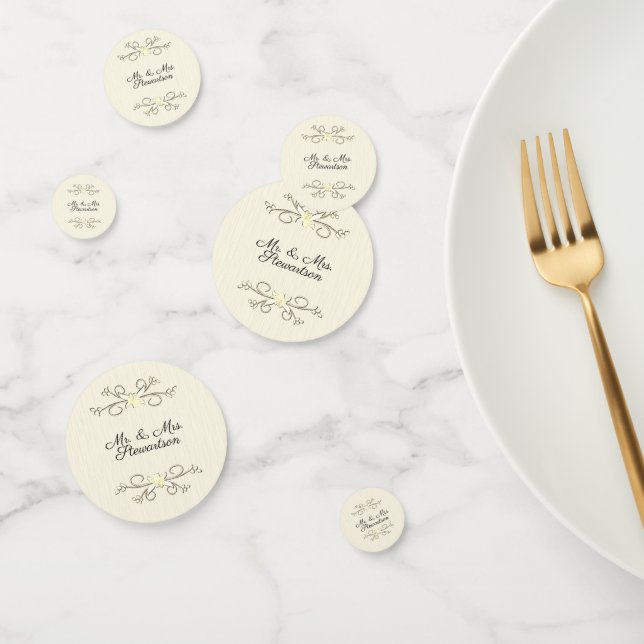 Yellow Bride and Groom Names Wedding Confetti (Group)