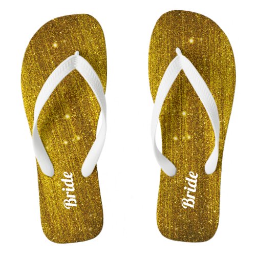 Yellow Bride Bridal Shower Glitter Party Flip Flops