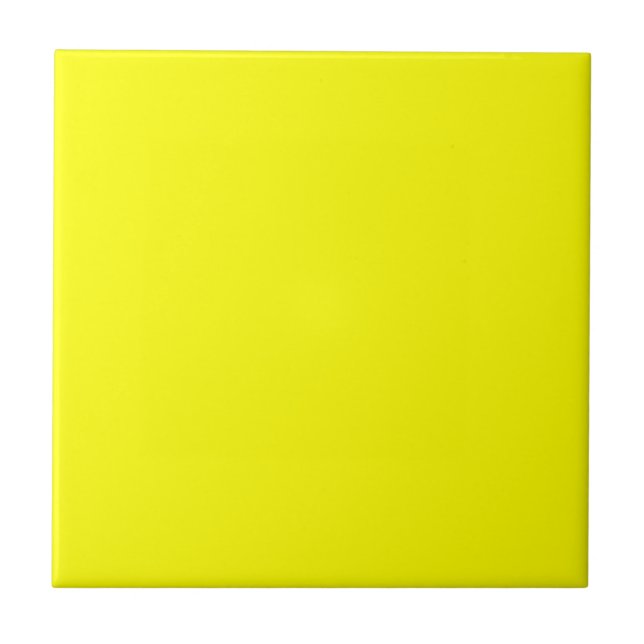 Yellow Bright Neon Lemon Butter Yellow Color Solid Tile (Front)