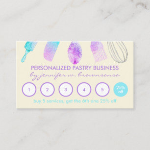 Yellow Bright Pastry Chef Home Made Bakery Loyalty Business Card