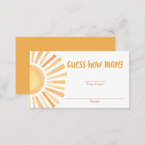 Yellow bright sunshine boho guess how many cards