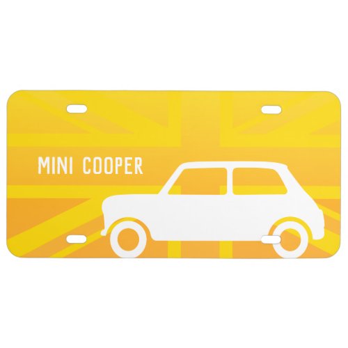 Yellow British Mini Cooper _ Personalized _  License Plate