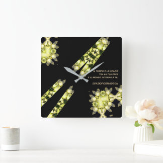 "Yellow broken heart in black from silve" & Tempo Square Wall Clock