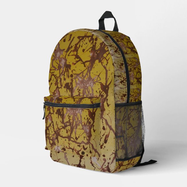 Yellow- brown abstract backpack  (Back Corner Right)