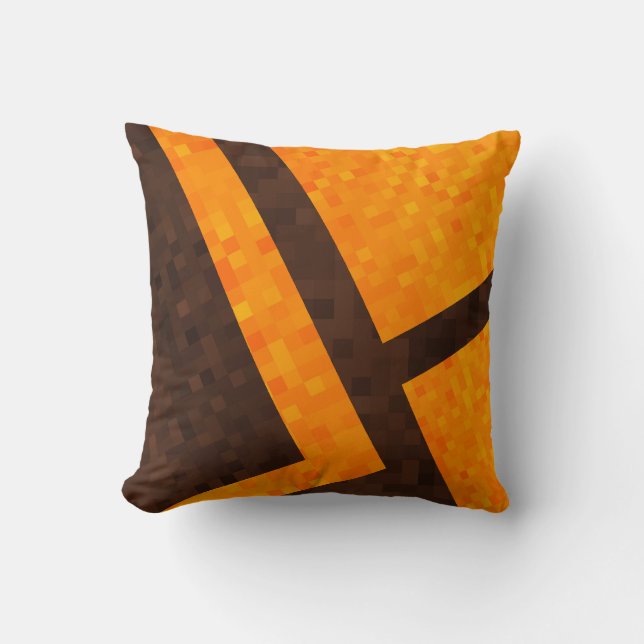 Yellow Brown ,Abstract Mosaic Tile Pattern, Throw Pillow (Front)