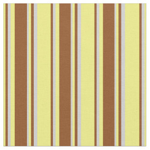 Yellow, Brown, and Light Gray Stripes Pattern Fabric