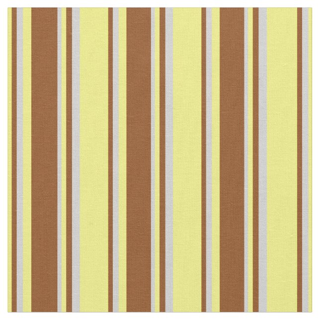 Yellow, Brown, and Light Gray Stripes Pattern Fabric (Close Up)