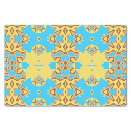 Yellow Brown and Turquoise Ethnic Boho Pattern Tissue Paper