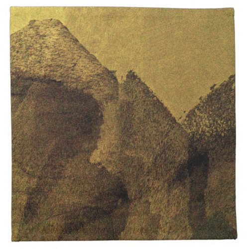 Yellow brown black abstract painting brush strokes napkin