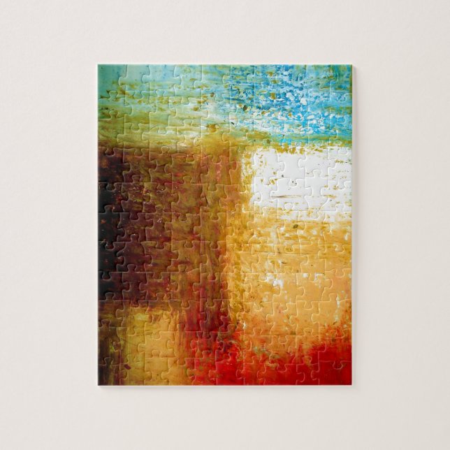 Yellow Brown Blue Red Abstract Painting Artwork Jigsaw Puzzle (Vertical)