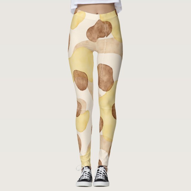 Yellow Brown Camouflage Style Leggings (Front)