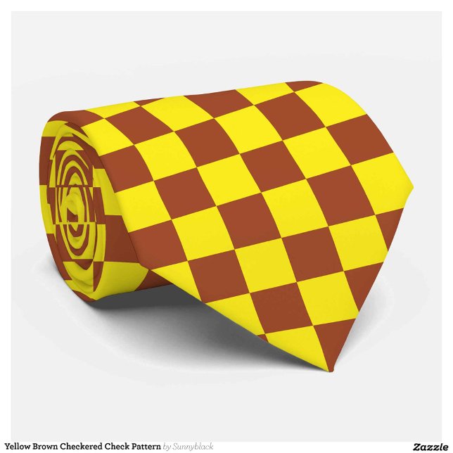 Yellow Brown Checkered Check Pattern Neck Tie (Creator Uploaded)