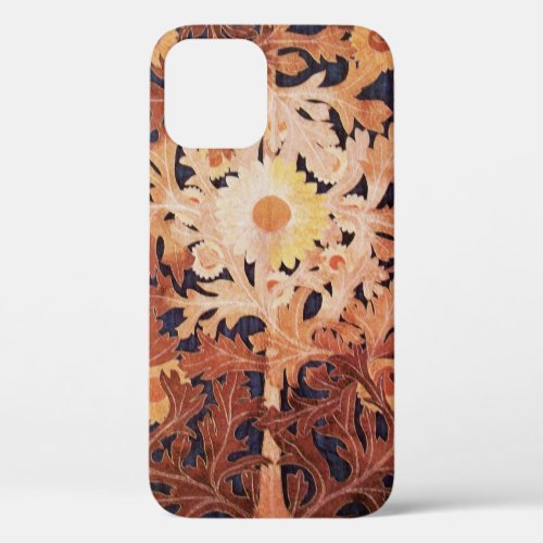 YELLOW BROWN DAISY AND LEAVES Art Nouveau Floral iPhone 12 Case
