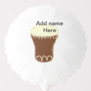 Yellow brown drum watercolor add name hand-drawn s balloon