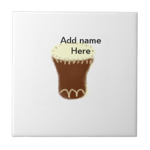 Yellow brown drum watercolor add name hand-drawn s ceramic tile